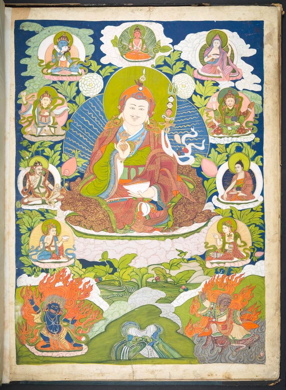 Tilføje. Eller. 3048    En af 12 tegninger, der viser tibetanske guddomme af en tibetansk kunstner, sandsynligvis i Lhasa, ca. 1800    (gouache på papir) af School Tibetan