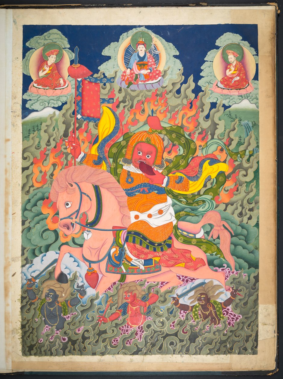 Tilføje. Eller. 3053    En af 12 tegninger, der viser tibetanske guddomme af en tibetansk kunstner, sandsynligvis i Lhasa, ca. 1800    (gouache på papir) af School Tibetan