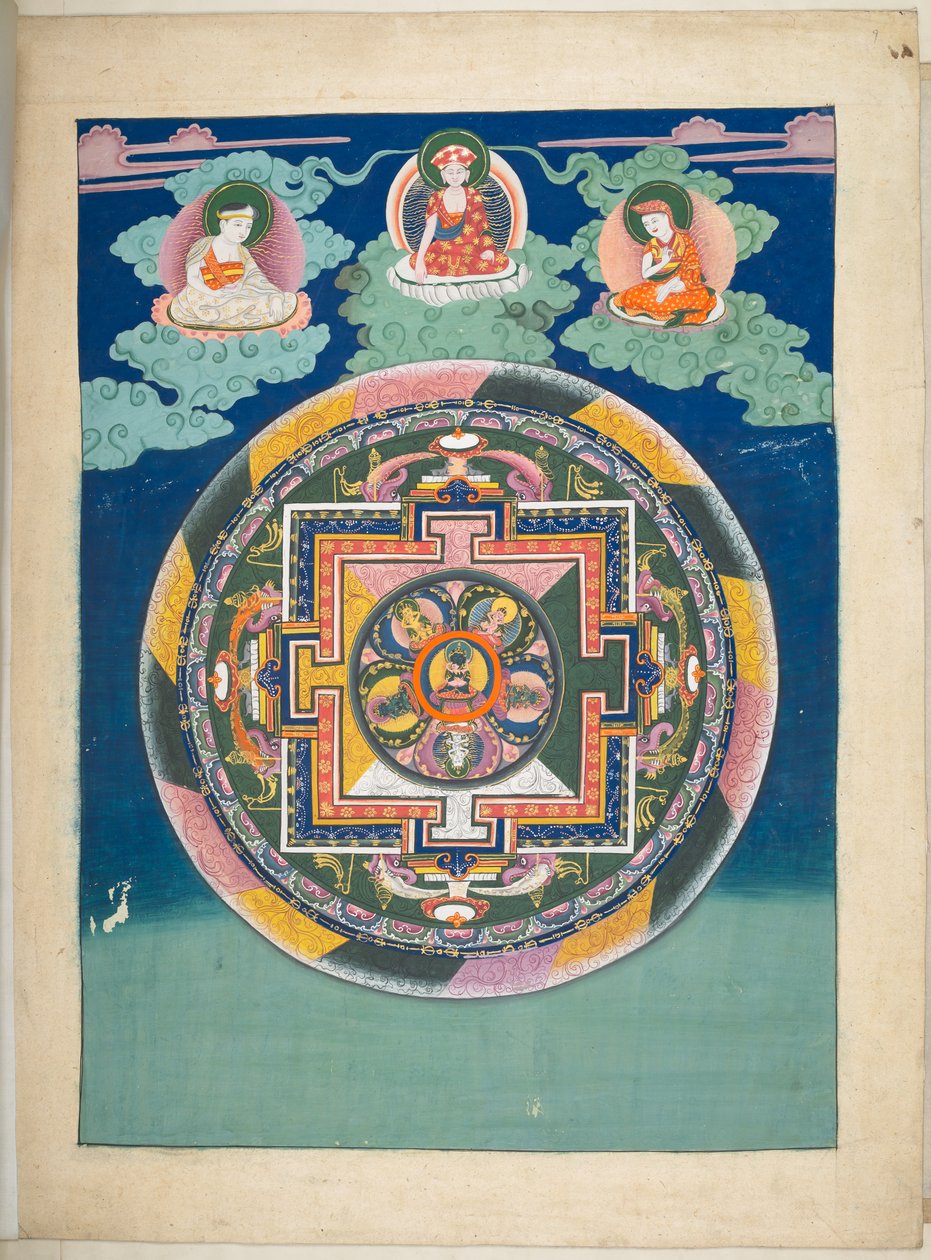 Tilføje. Eller. 3055  En af 12 tegninger, der viser tibetanske guddomme af en tibetansk kunstner, sandsynligvis i Lhasa, ca. 1800    (gouache på papir) af School Tibetan