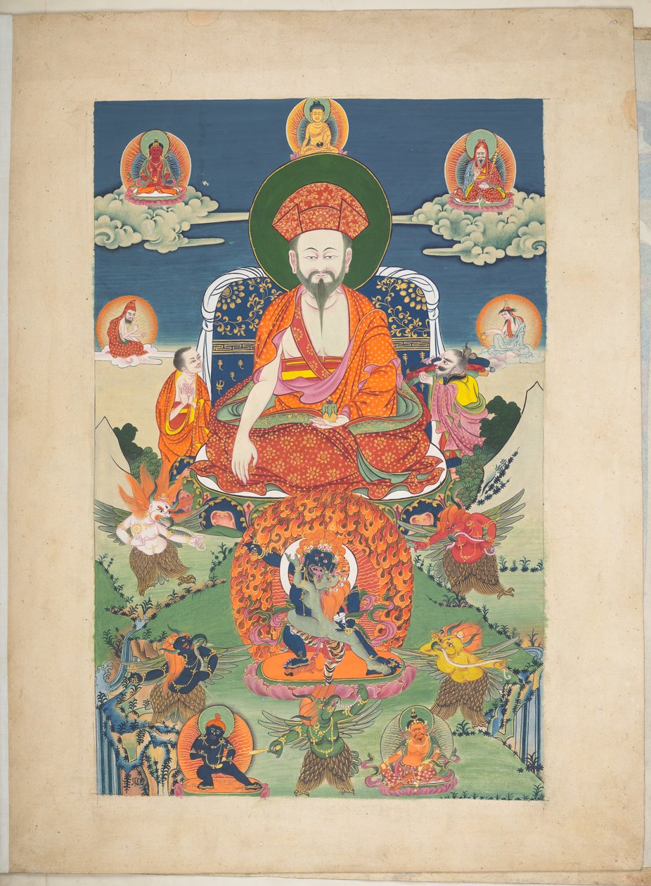 Tilføje. Eller. 3056  En af 12 tegninger, der viser tibetanske guddomme af en tibetansk kunstner, sandsynligvis i Lhasa, ca. 1800    (gouache på papir) af School Tibetan