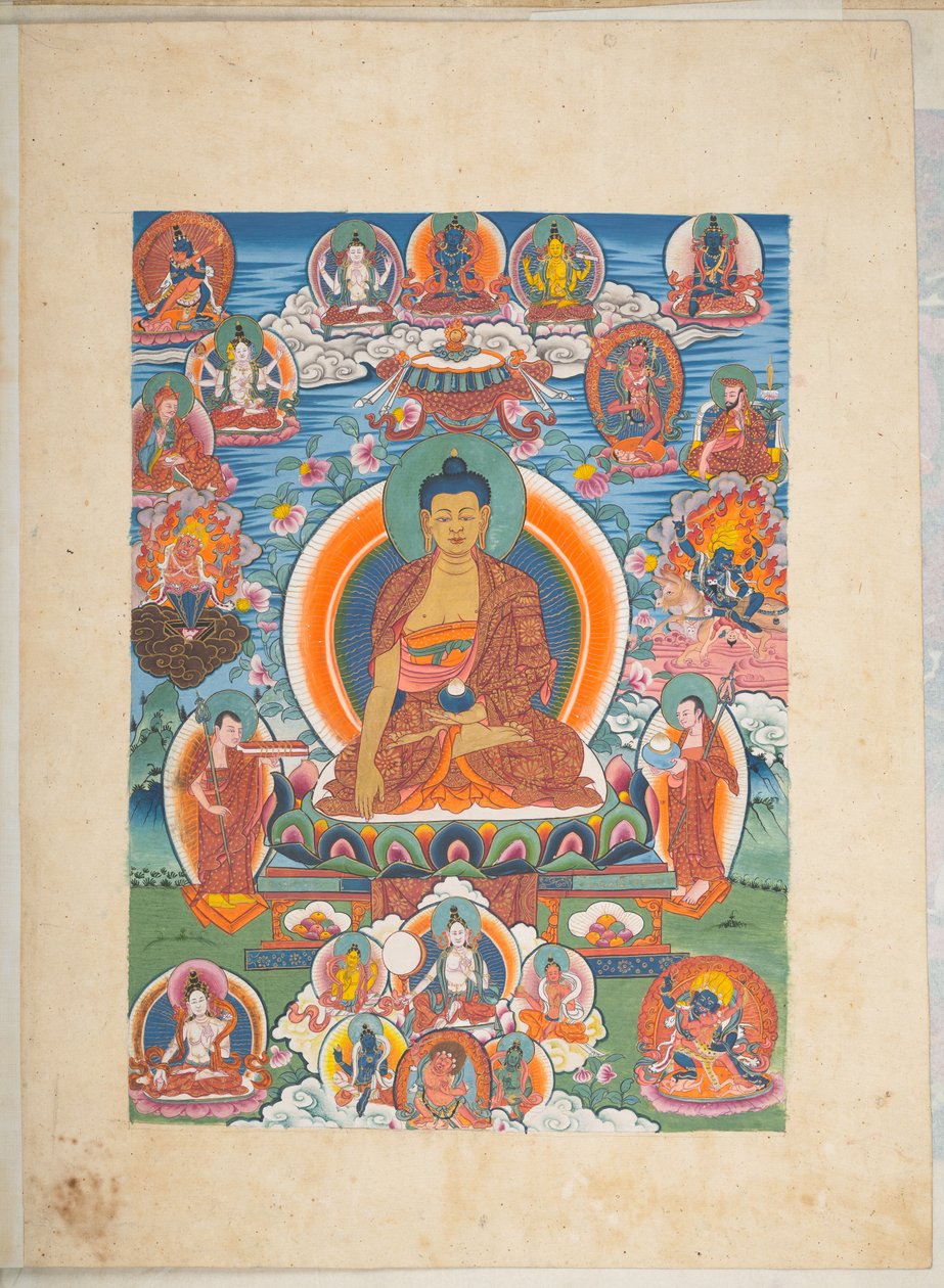 Tilføje. Eller. 3057  En af 12 tegninger, der viser tibetanske guddomme af en tibetansk kunstner, sandsynligvis i Lhasa, ca. 1800    (gouache på papir) af School Tibetan