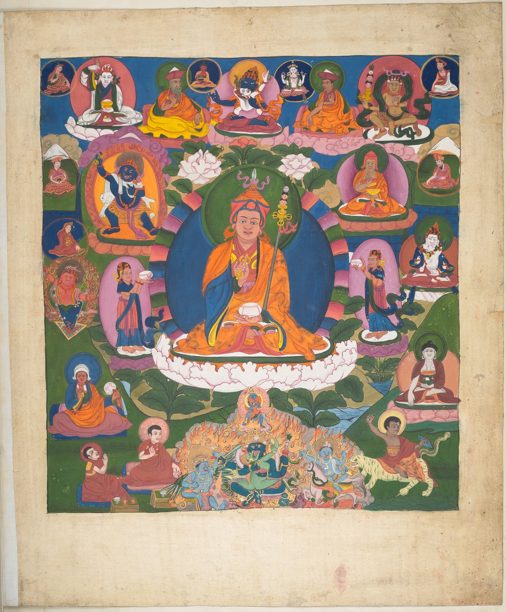 Tilføje. Eller. 3058    En af 12 tegninger, der viser tibetanske guddomme af en tibetansk kunstner, sandsynligvis i Lhasa, ca. 1800    (gouache på papir) af School Tibetan