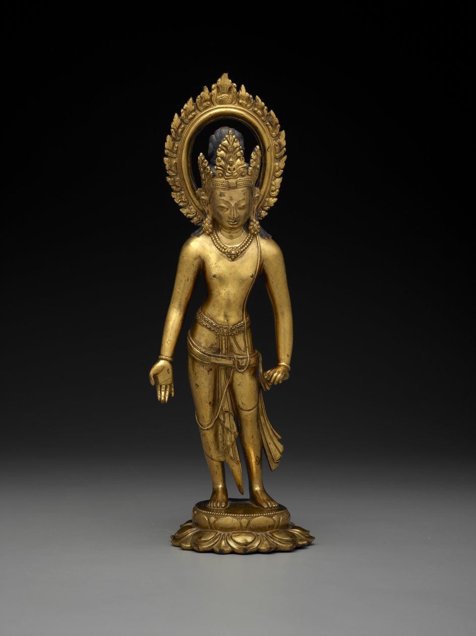 Padmapani, 8. eller 9. århundrede (forgyldt bronze) af School Tibetan
