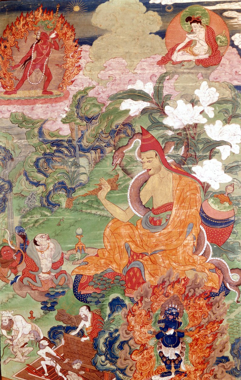 Tryllekunstneren Abhayakava fra Bengalen, Tibetan Thai-Ka, Musée Guimet, Paris af School Tibetan