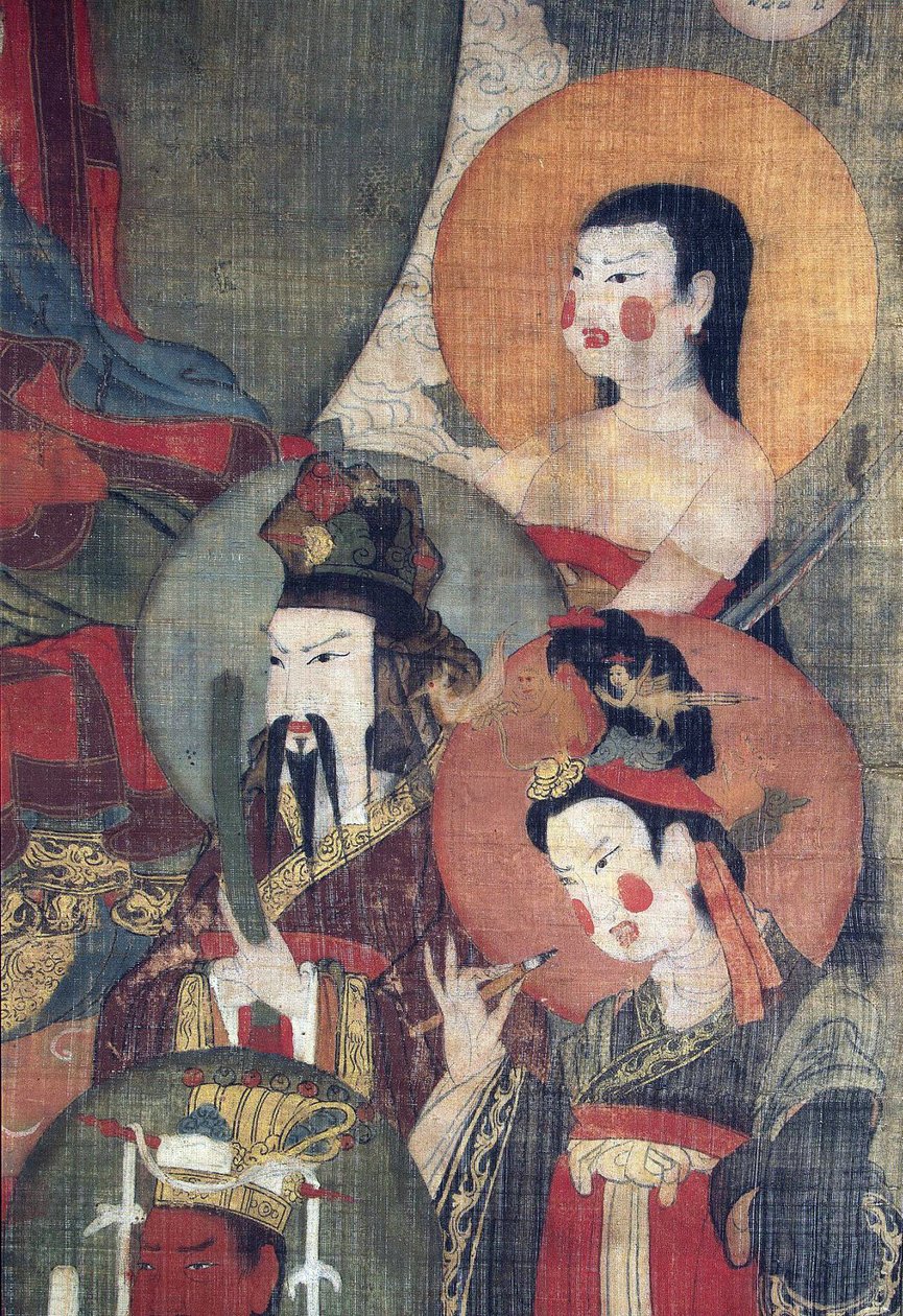 Tibetansk kultur: Tejaprabha Buddha omgivet af planetguder. Tempera på silke, størrelse: 104x67, begyndelsen af det 12. århundrede, State Hermitage, St. Petersburg af School Tibetan