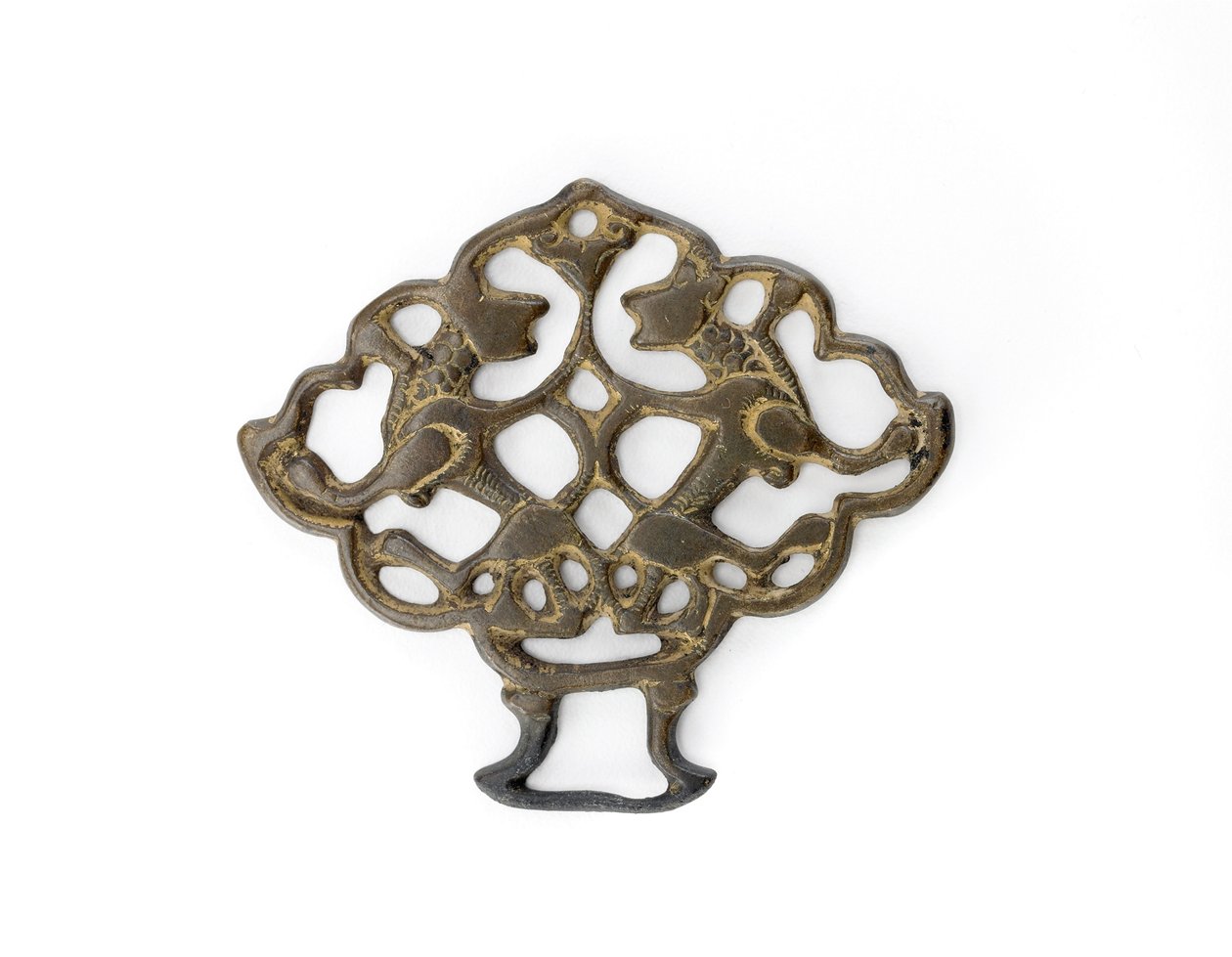 Ornament med et par løver, Seljud-dynasti, muligvis 1200-tallet (bronze med spor af forgyldning) af School Turkish