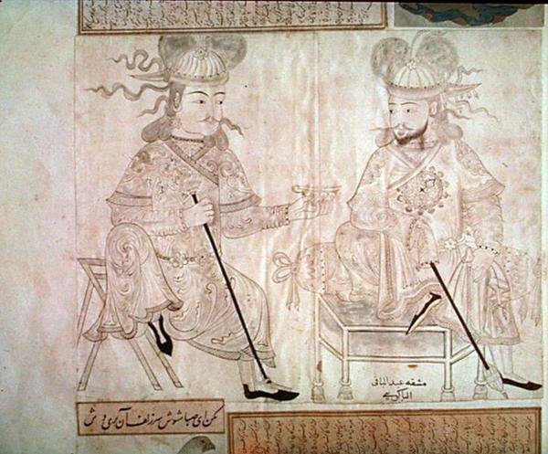 To mænd i samtale, fra album 2162 (pen og blæk på papir) af School Turkish