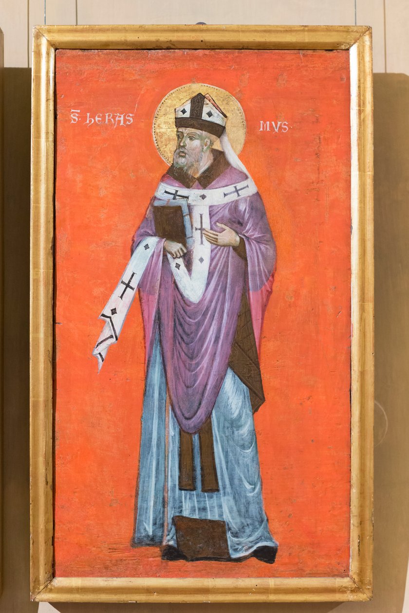 Saint Erasmus, venetiansk byzantinsk maler, første halvdel af det 4. århundrede (olie på panel) af School Veneto Byzantine