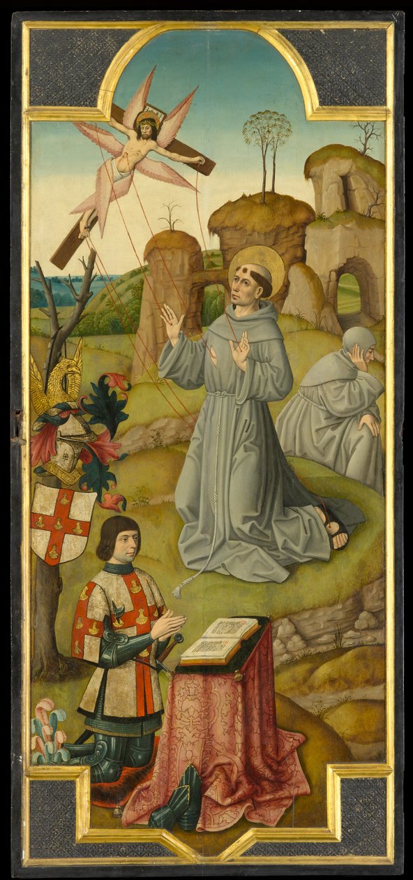St. Francis modtager Stigmata; (verso) Kristus i Getsemane Have, omkring 1470 (olie på panel) af School of Amiens