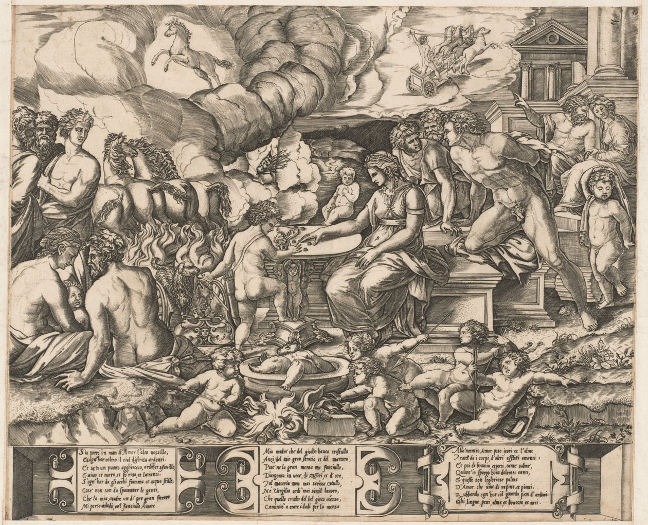 Allegori om kærlighed af School of Marcantonio Raimondi, after Baccio Bandinelli