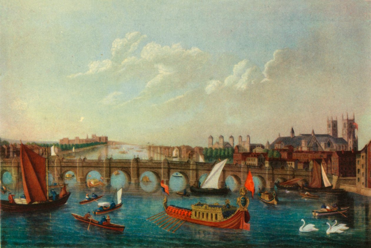 Den kongelige pram ved Themsen, London, c1751, 1947. af School of Samuel Scott
