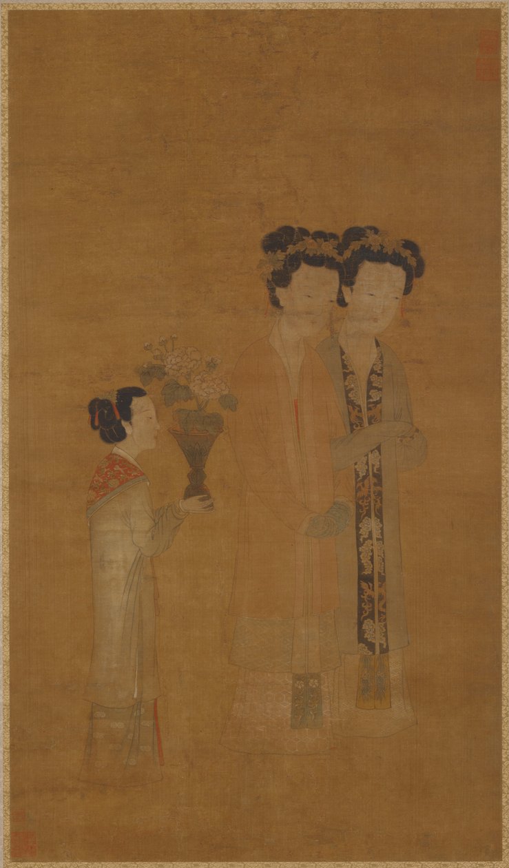 Hofdamer og tjenere, Ming-dynastiet, 1500-tallet. af School of Tang Yin