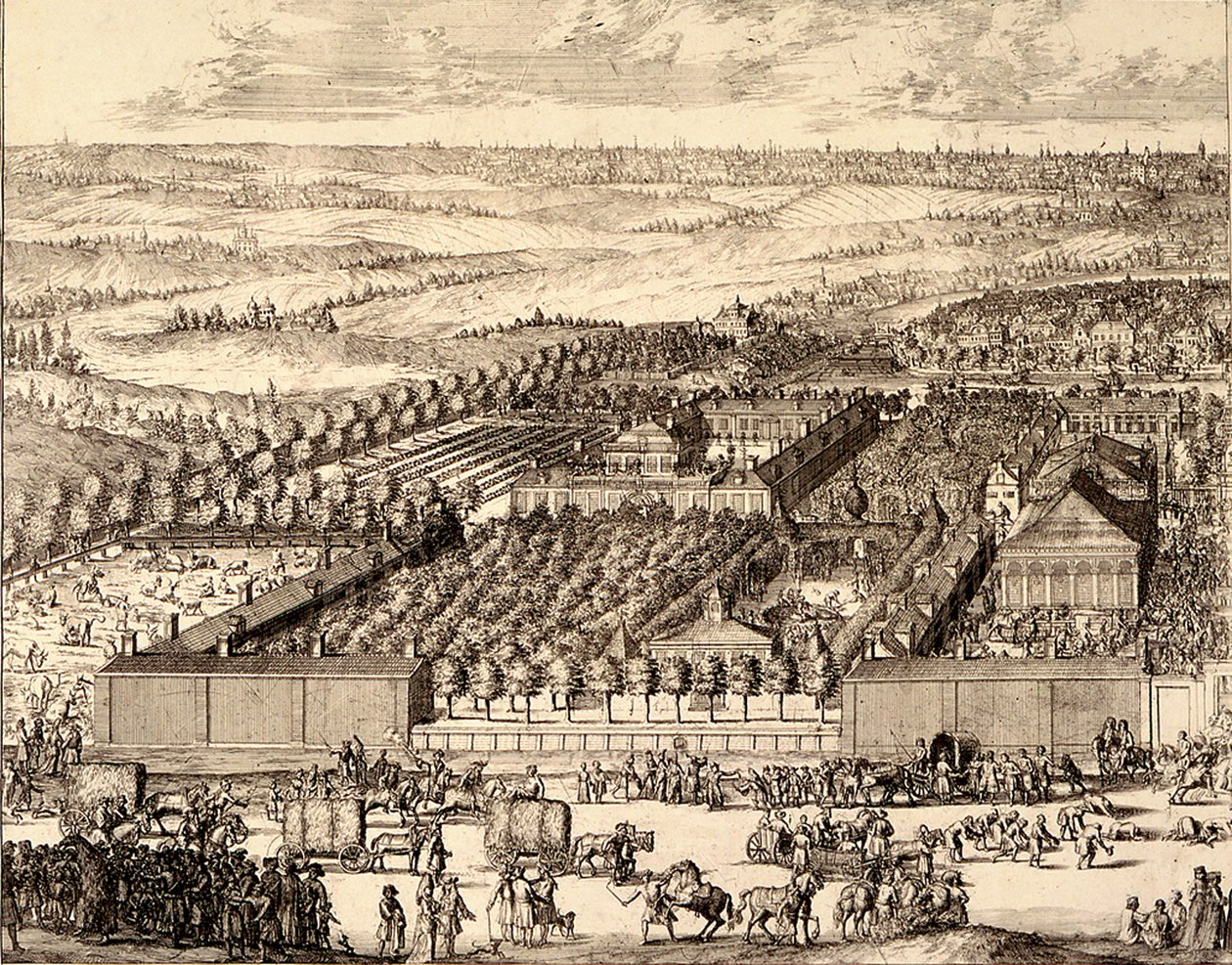 Det tyske kvarter Nemetskaya sloboda i Moskvas venstre del, 1705 af Schoonebeek