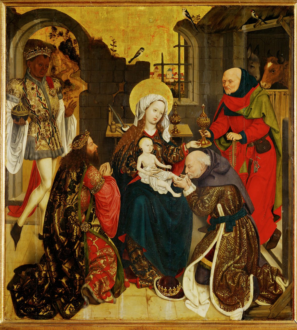 De hellige tre kongers tilbedelse ... (maleri på træ) af Schottenaltar Master