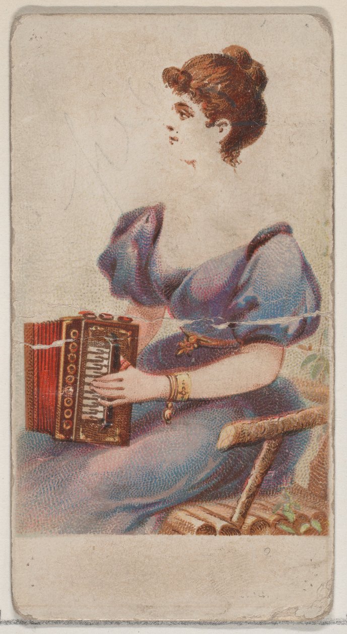 Harmonika, fra Musical Instruments-serien N82 til Duke-cigaretter, 1888., 1888. af Schumacher and Ettlinger