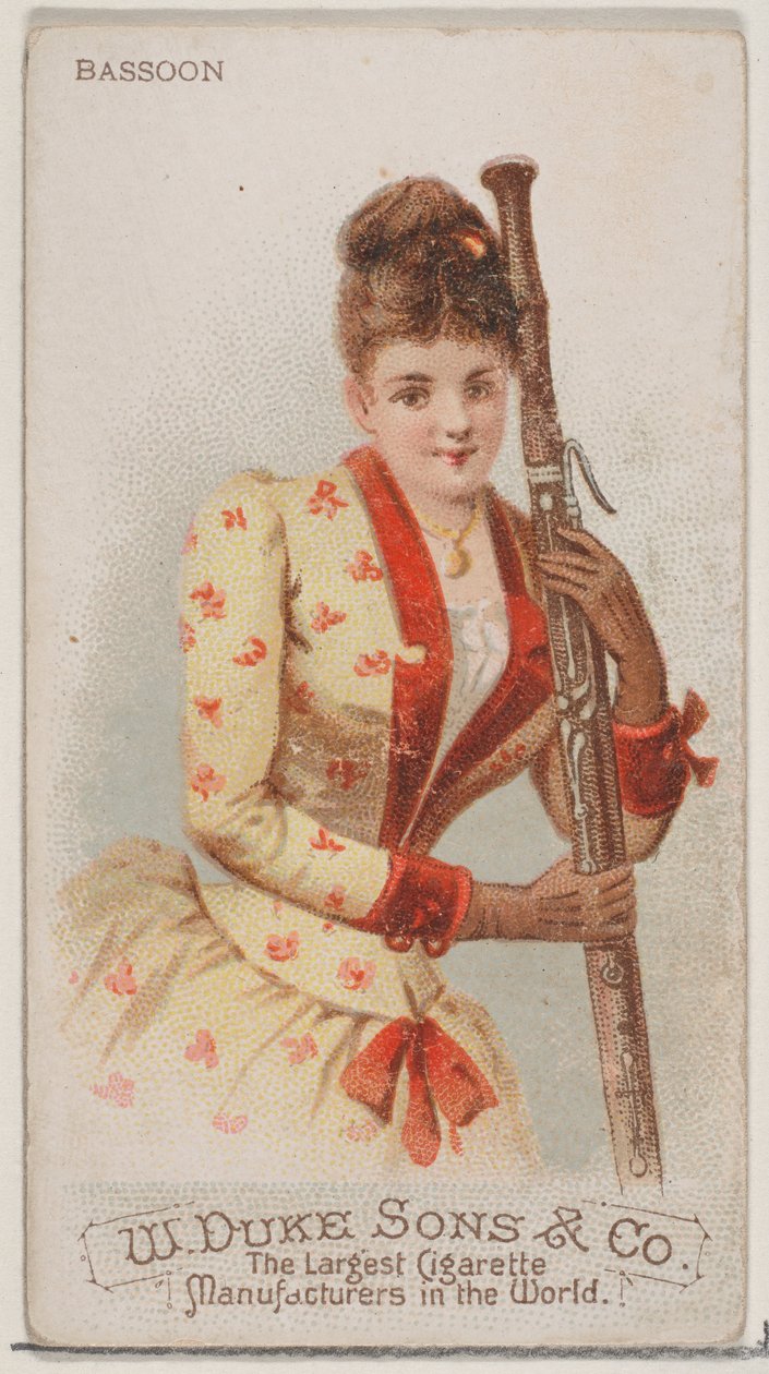 Fagott, fra Musical Instruments-serien N82 til Duke-cigaretter, 1888., 1888. af Schumacher and Ettlinger