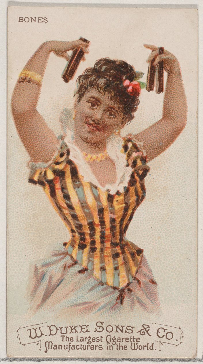 Bones, fra Musical Instruments-serien N82 til Duke-cigaretter, 1888., 1888. af Schumacher and Ettlinger