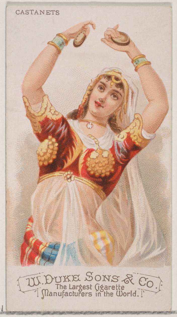 Kastanetter, fra Musical Instruments-serien N82 til Duke-cigaretter, 1888., 1888. af Schumacher and Ettlinger
