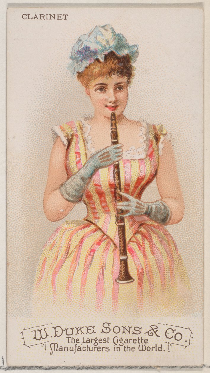 Klarinet, fra Musical Instruments-serien N82 til Duke-cigaretter, 1888., 1888. af Schumacher and Ettlinger