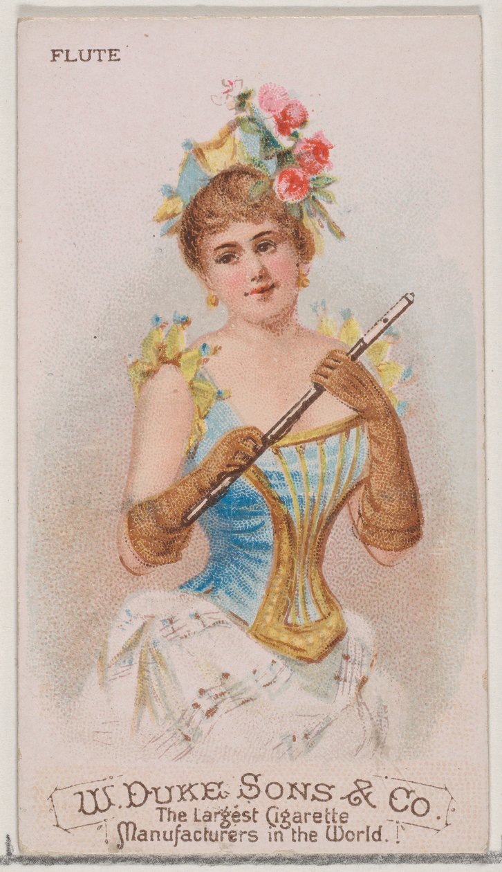 Fløjte, fra Musical Instruments-serien N82 til Duke-cigaretter, 1888., 1888. af Schumacher and Ettlinger