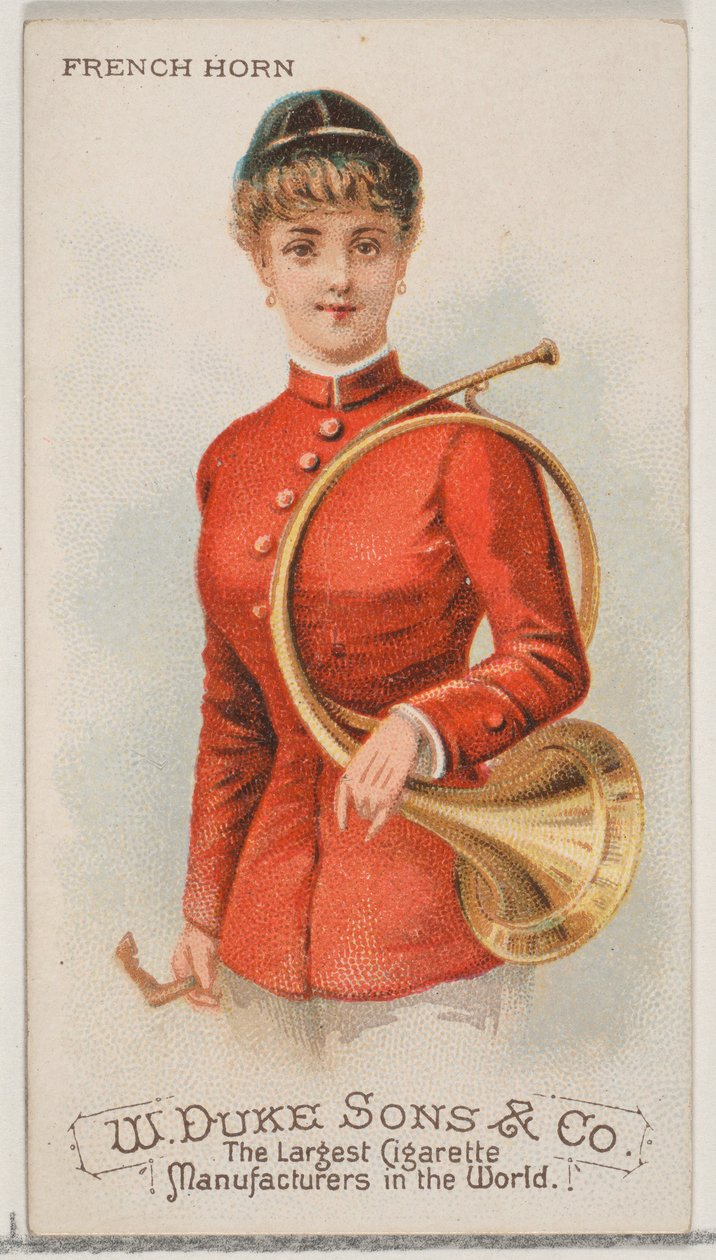 Fransk horn, fra Musical Instruments-serien N82 til Duke-cigaretter, 1888., 1888. af Schumacher and Ettlinger