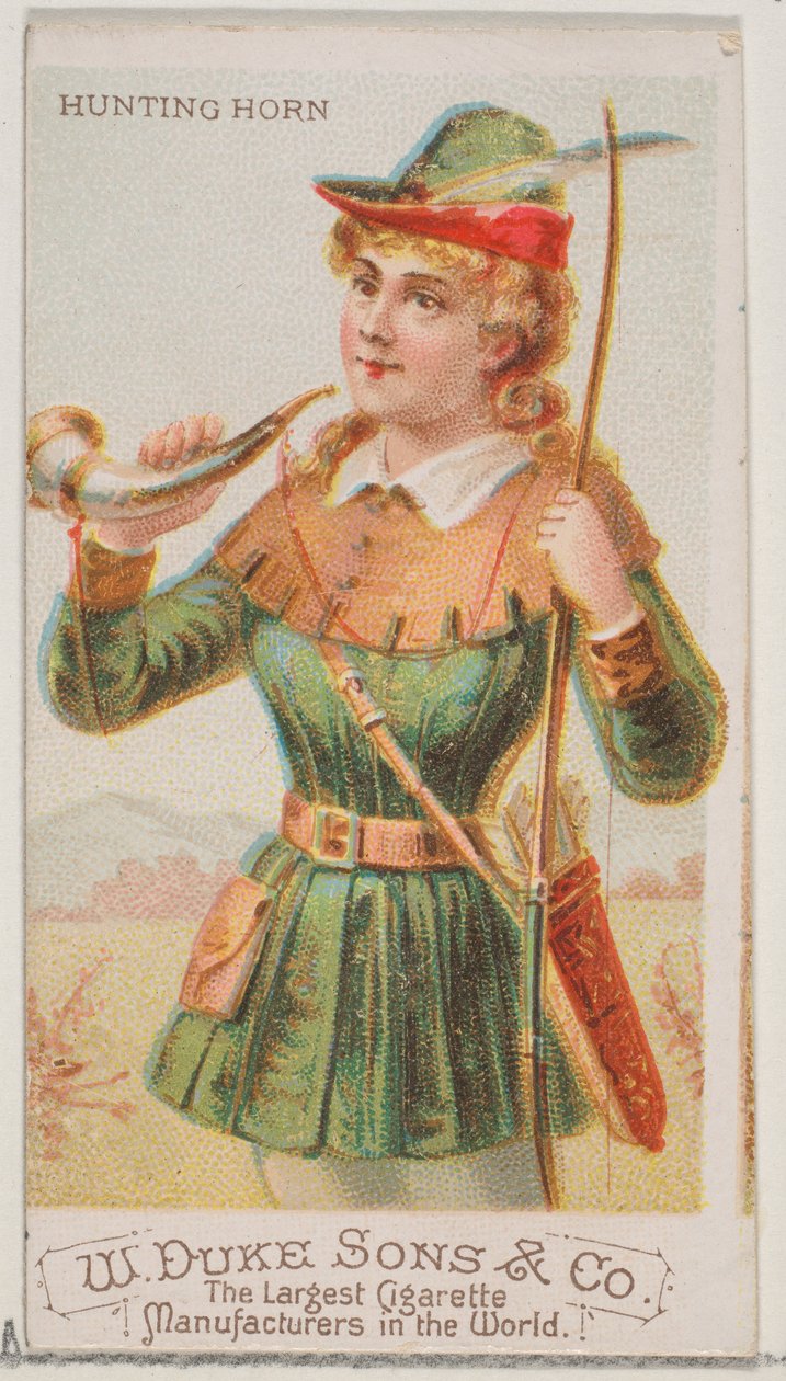 Jagthorn, fra Musical Instruments-serien N82 til Duke-cigaretter, 1888., 1888. af Schumacher and Ettlinger