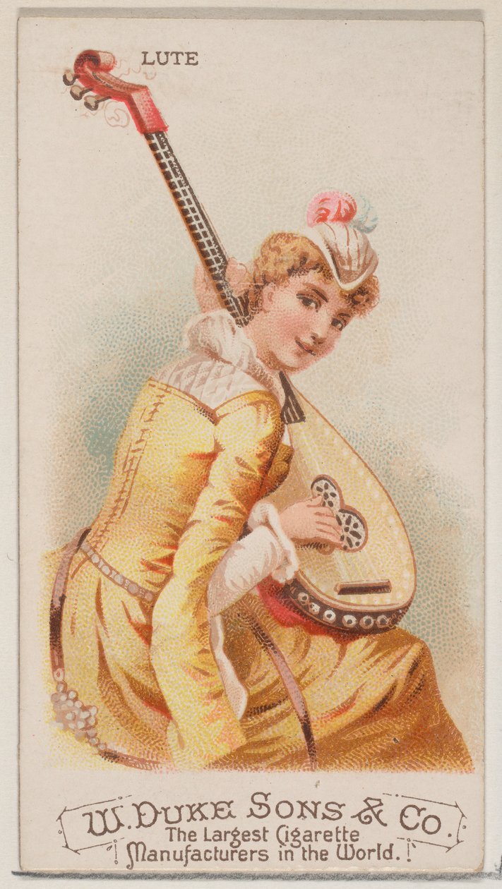 Lute, fra Musical Instruments-serien N82 til Duke-cigaretter, 1888., 1888. af Schumacher and Ettlinger