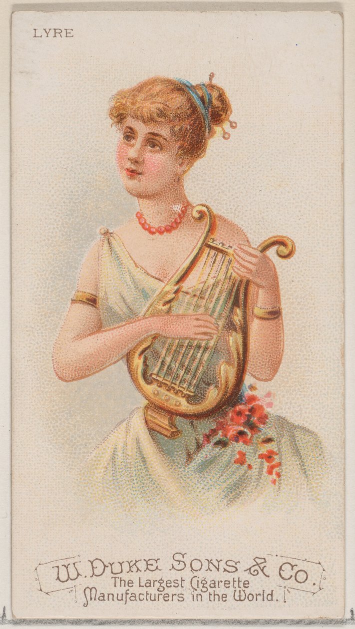 Lyre, fra Musical Instruments-serien N82 til Duke-cigaretter, 1888., 1888. af Schumacher and Ettlinger