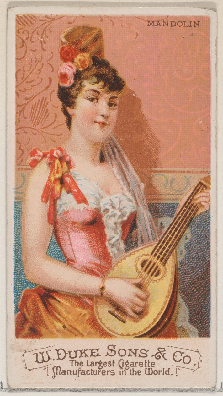 Mandolin, fra Musical Instruments-serien N82 til Duke-cigaretter, 1888., 1888. af Schumacher and Ettlinger