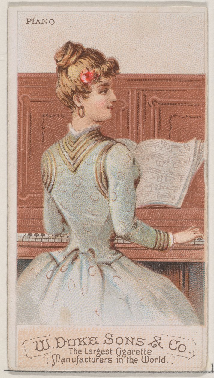 Klaver, fra Musical Instruments-serien N82 til Duke-cigaretter, 1888., 1888. af Schumacher and Ettlinger