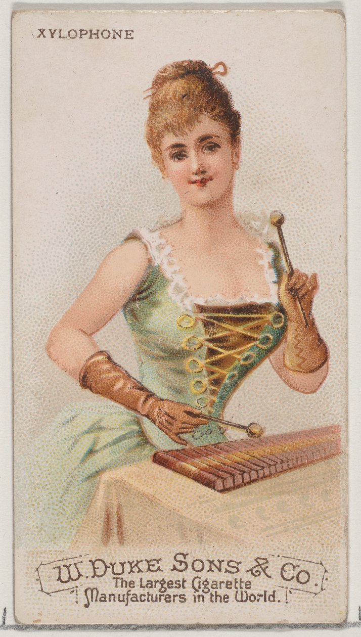 Xylofon, fra Musical Instruments-serien N82 til Duke-cigaretter, 1888., 1888. af Schumacher and Ettlinger