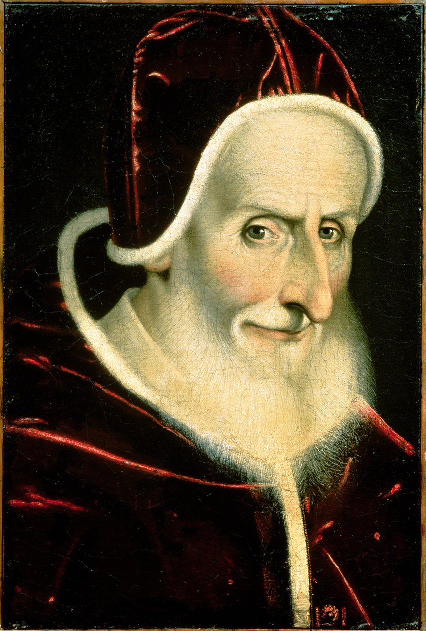 Portræt af pave Pius V (Michele Ghislieri) (1504-72) 1576-80 (panel) af Scipione Pulzone