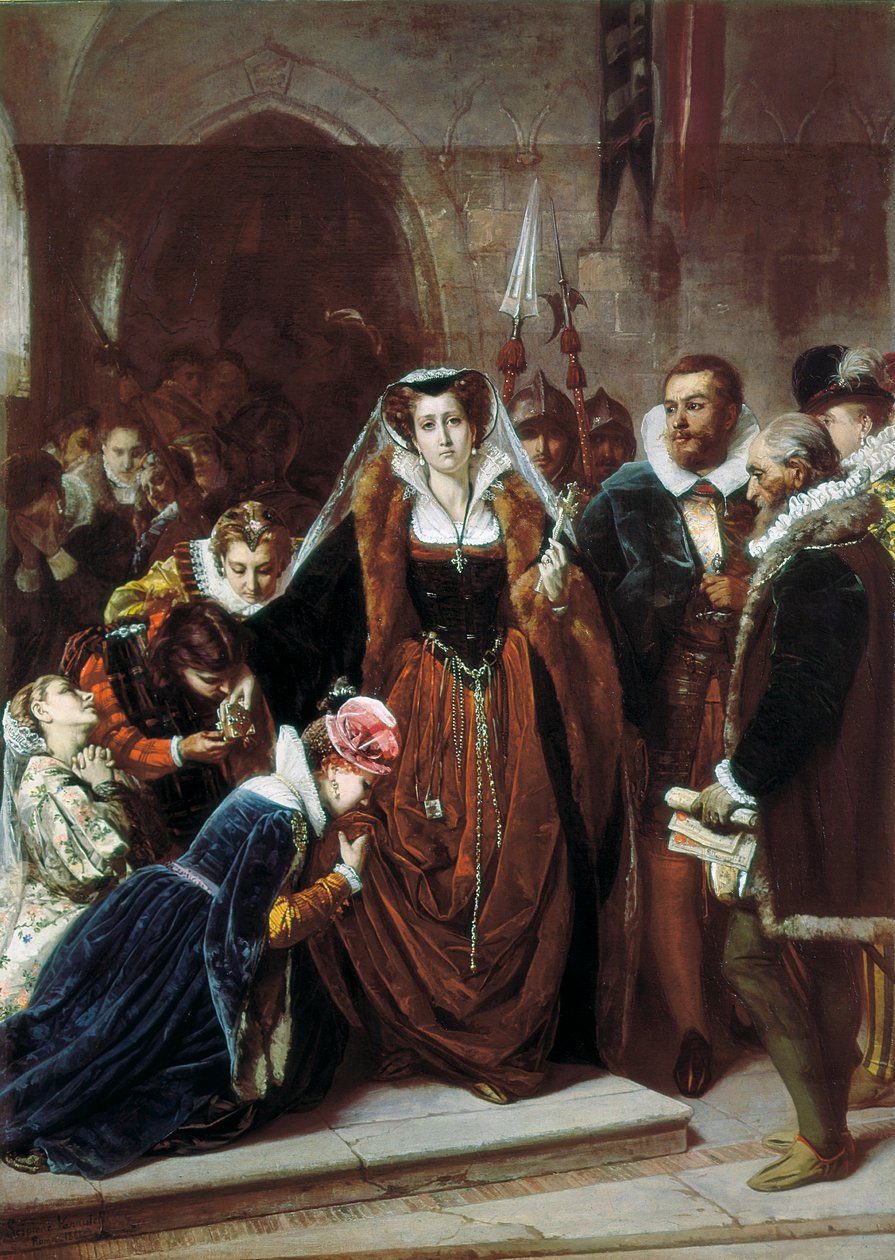 dronning Mary 1. Stuart (1542-1587) går til stilladset af Scipione Vannutelli