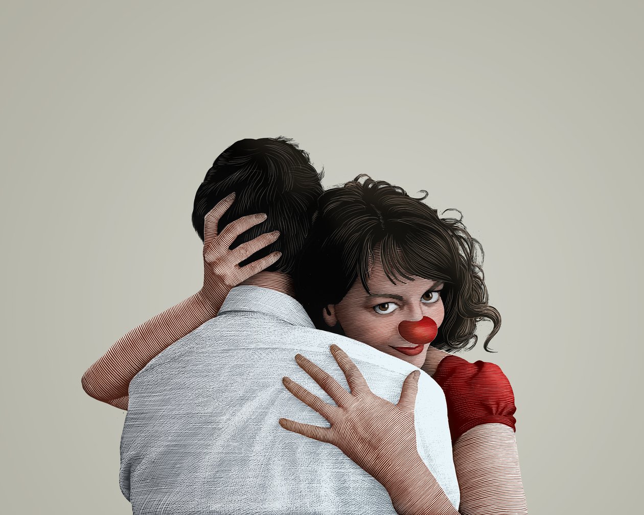 Blind Date, 2018 (scratchboard, farvelagt digitalt) af Scott McKowen