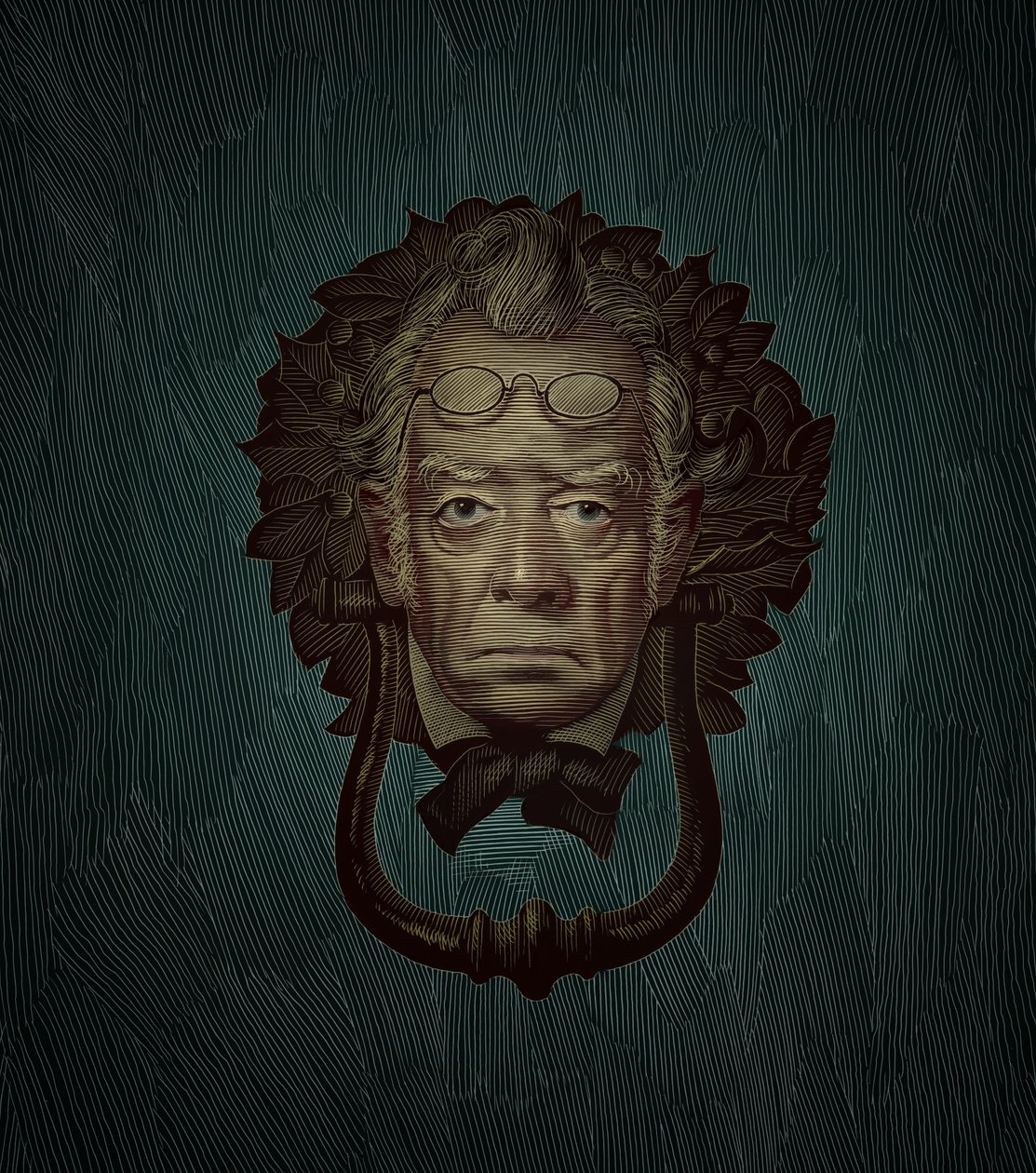 Jacob Marley, 2019 (scratchboard, farvelagt digitalt) af Scott McKowen