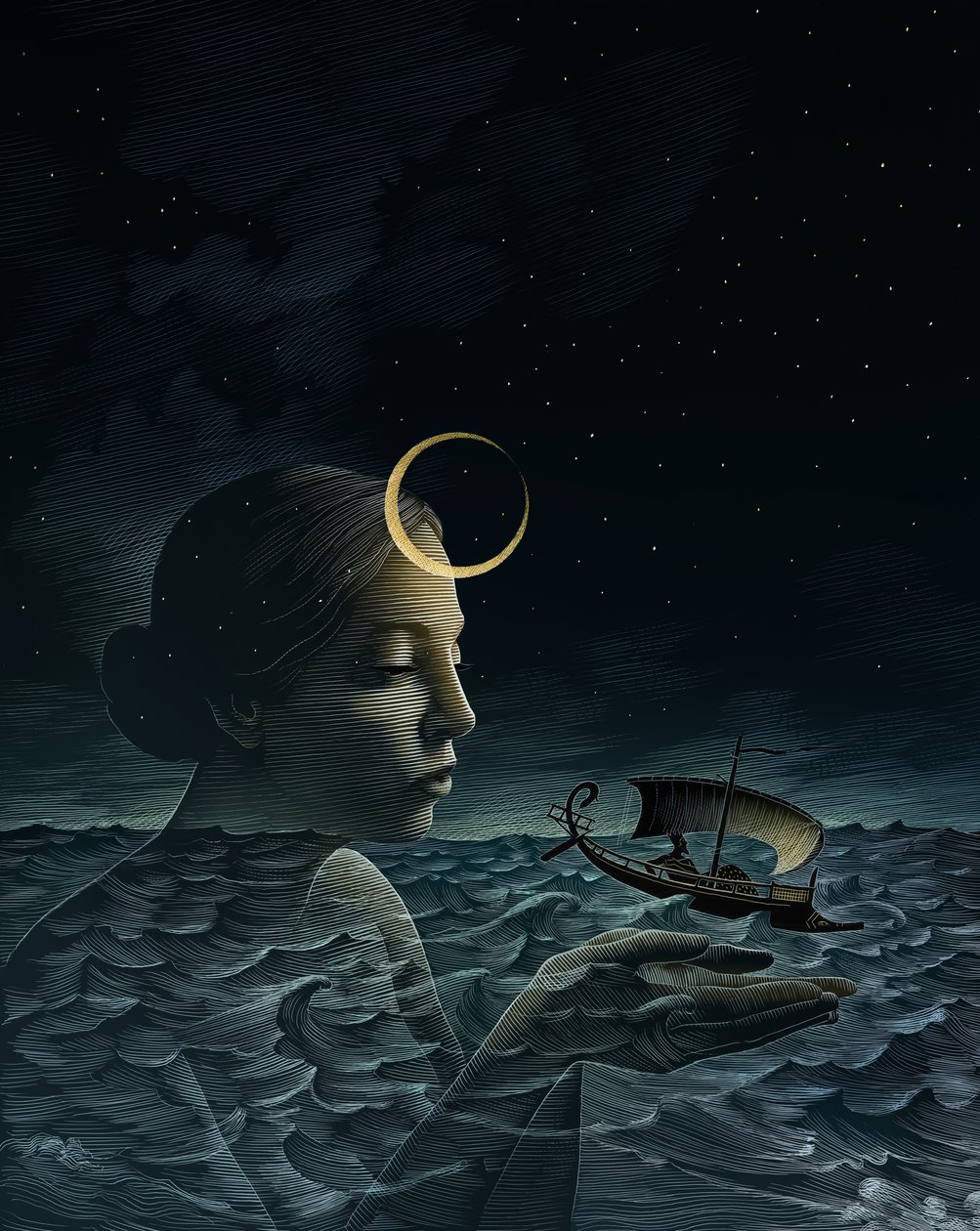 Pericles, 2013 (scratchboard, farvelagt digitalt) af Scott McKowen