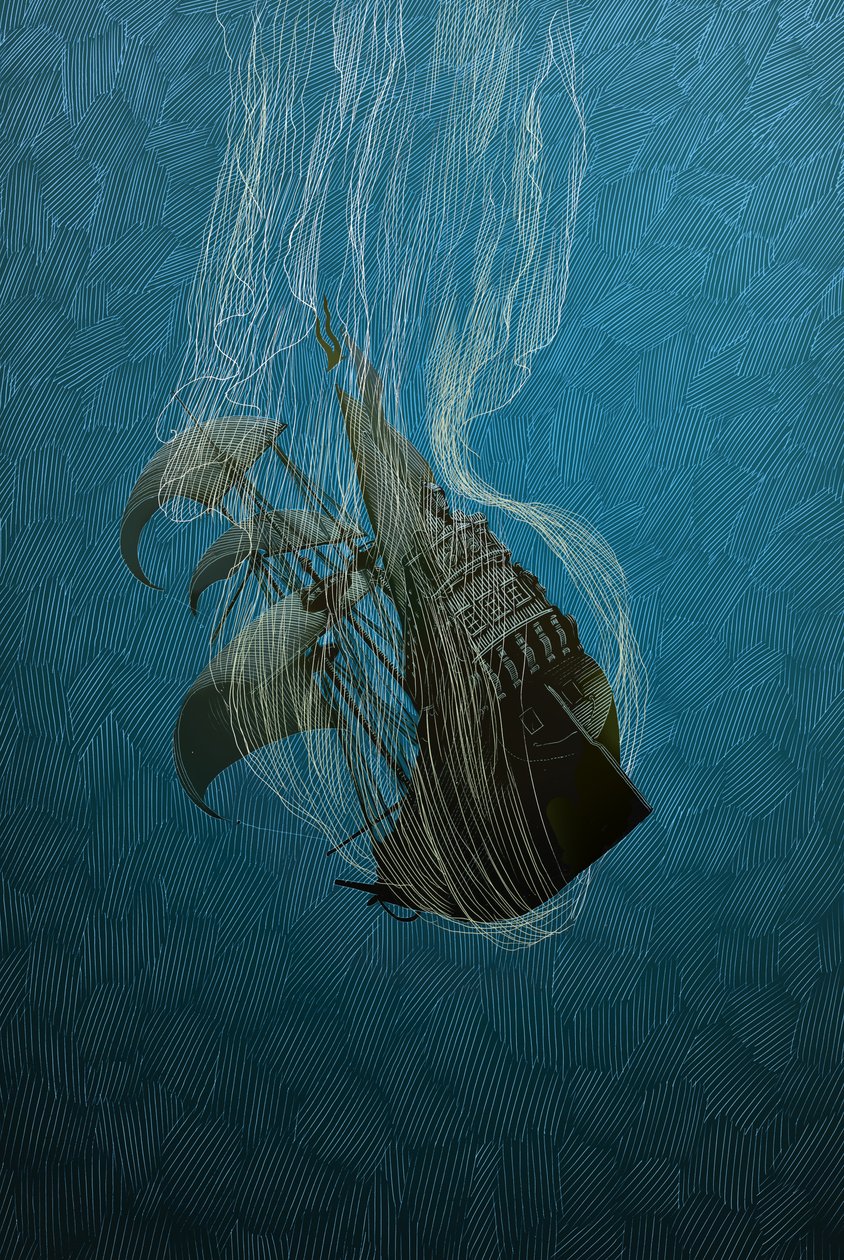The Tempest, 2014 (scratchboard, farvelagt digitalt) af Scott McKowen