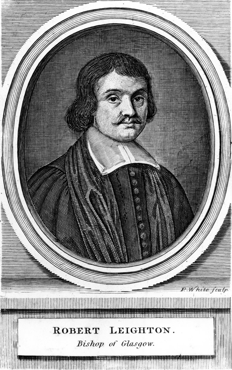 Robert Leighton, ærkebiskop af Glasgow, tryk udført af Robert White, ca. 1670-99 af Scottish School
