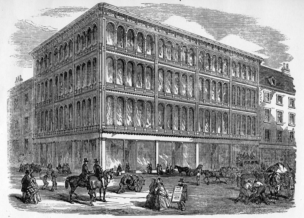 Det nye jern- og glaslager i Glasgow, ca. 1856 af Scottish School