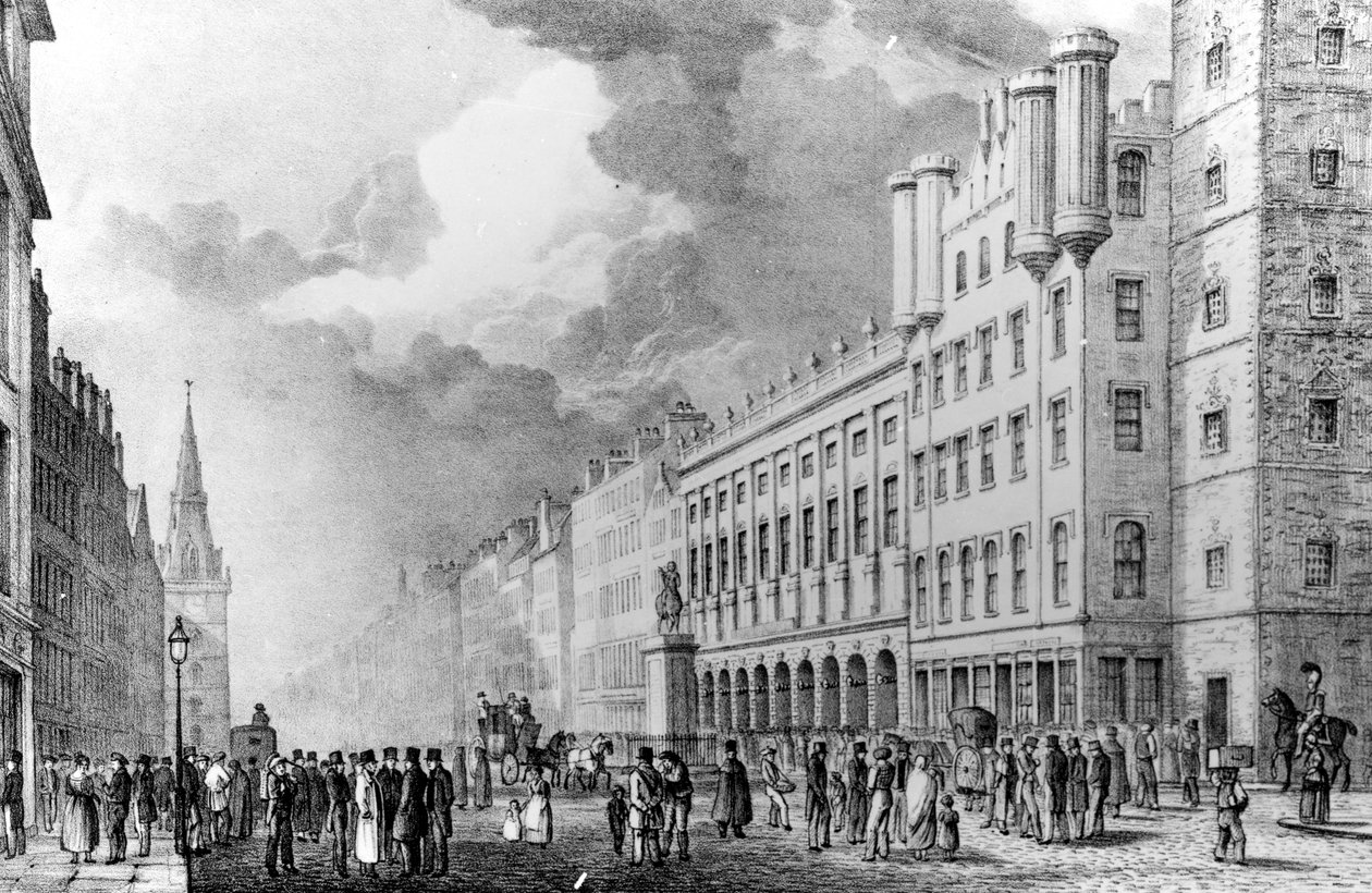 The Trongate of Glasgow, tryk lavet af David Allan af Scottish School
