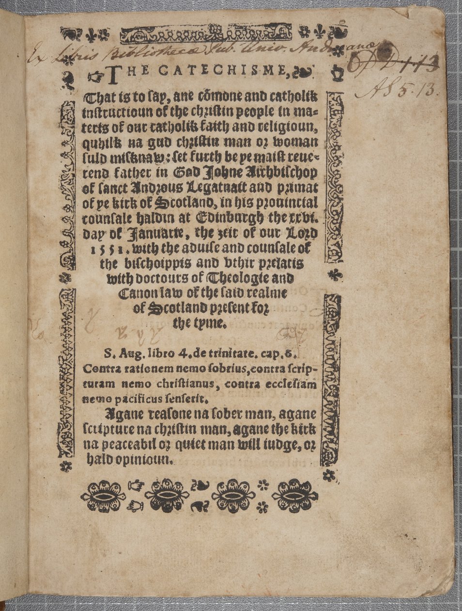 Titelbladet til Catechisme, 1552 af Scottish School