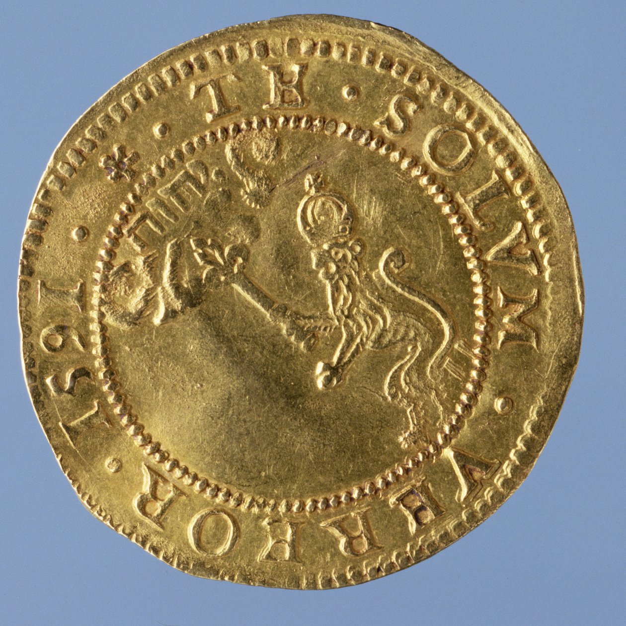 4-pund skotsk (hattestykke) af James I, Edinburgh mynte, 1591 (bagside) (guld) (for forside se 58855) af Scottish School