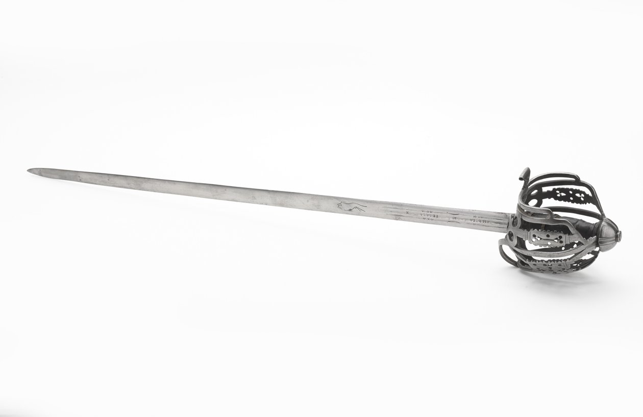 Bredt sværd med kurvegreb, ca. 1745 (stål) af Scottish School