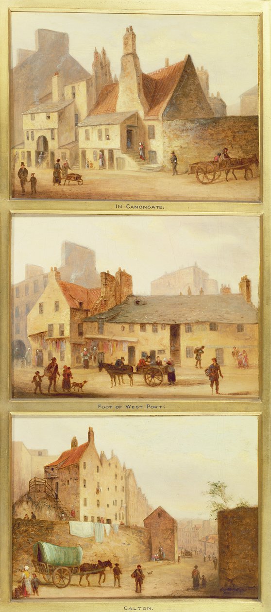 Canongate, Foot of West Port og Calton, detalje fra Edinburgh: Ni udsigter over den gamle bydel af Scottish School