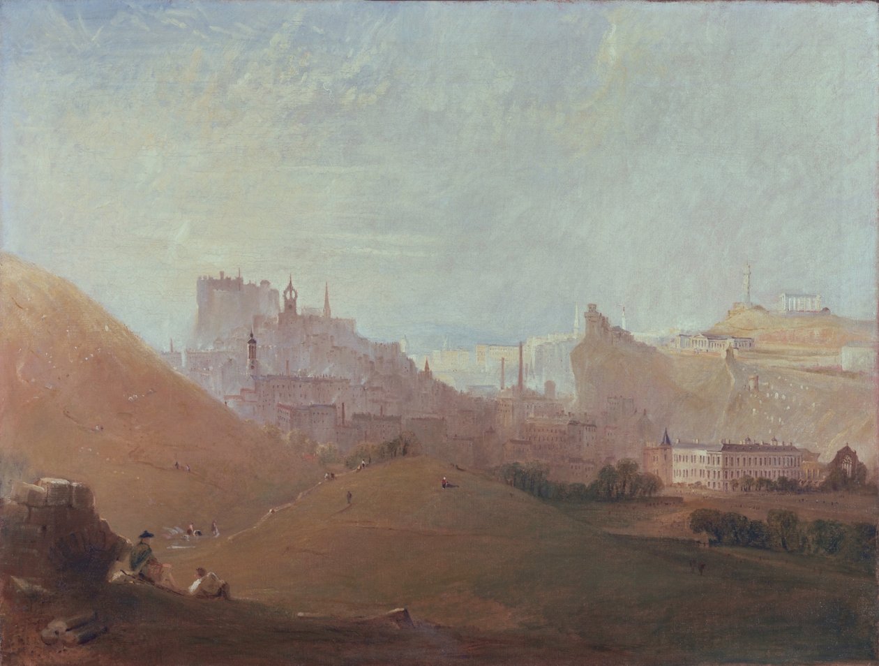 Edinburgh, fra St. Anthonys Chapel, Arthurs Seat, ca. 1830-36 af Scottish School