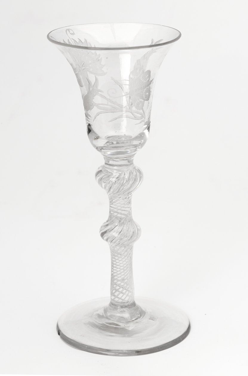Graveret Jacobite airtwist drikkeglas, ca. 1760 (glas) af Scottish School