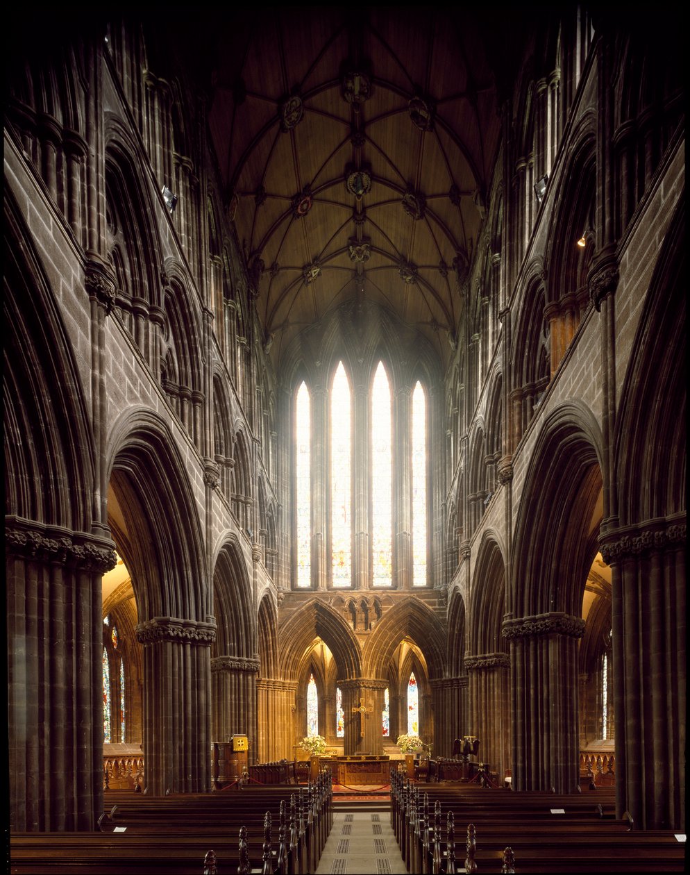Gotisk kunst: udsigt over det indre af Glasgow Cathedral. 12. århundrede. Skotland af Scottish School