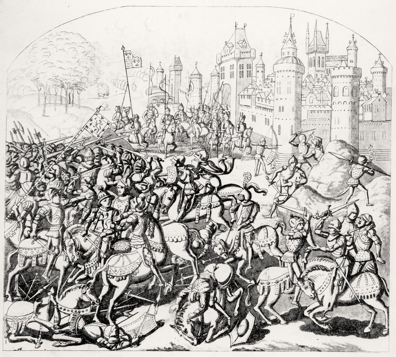 Kong David af Skotland (1084-1153) kommer med en stor hær før Newcastle-upon-Tyne, 1138 af Scottish School