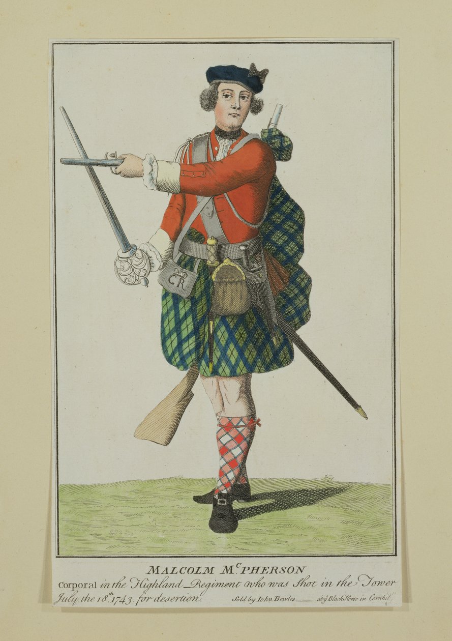 Malcolm McPherson, korporal i Black Watch Regiment, skudt til desertering, 1743 af Scottish School