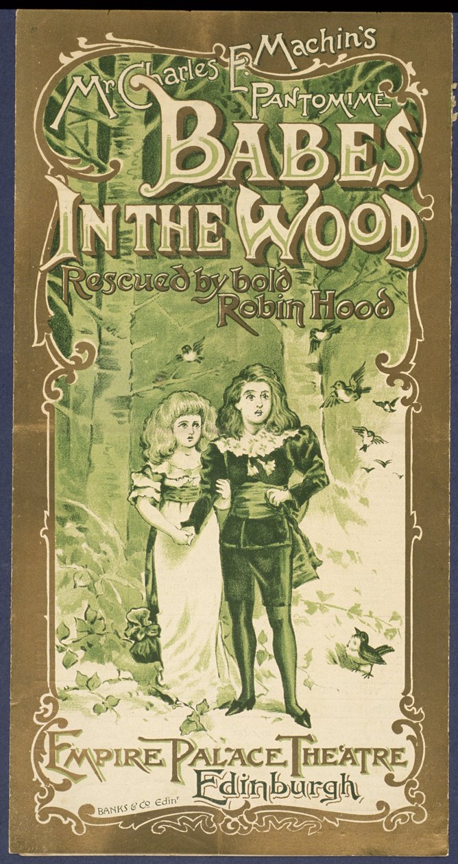 Programforside af Babes in the Wood på Empire Palace Theatre, Edinburgh af Scottish School